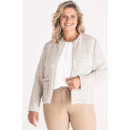 Blazerjasje met ritssluiting - gebroken wit / beige - Gr. 48 van Goldner Fashion