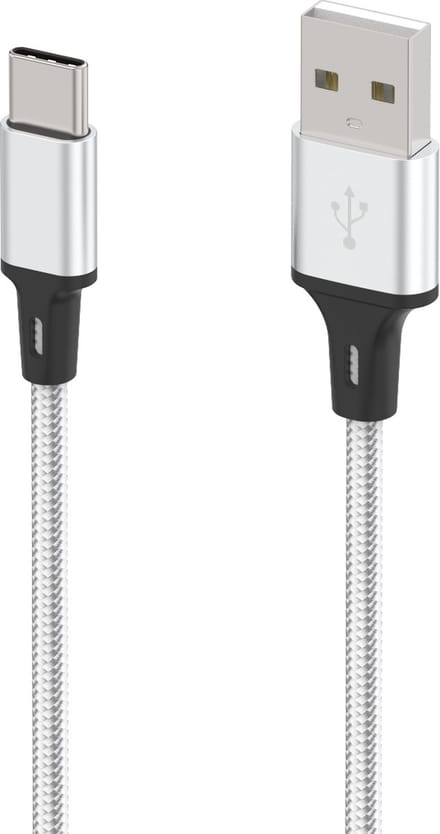 USB C Kabel 1M Snel Opladen, Nylon Gevlochten Type C Oplaadkabel - Zilver