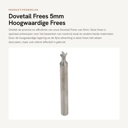 Dailygoods- Dovetail Frezer 5mm - 4 Groeven - Hoogwaardige Legering - Efficiënt en Flexibel - Schokbestendig - Duurzaam Ontwerp - Frezen