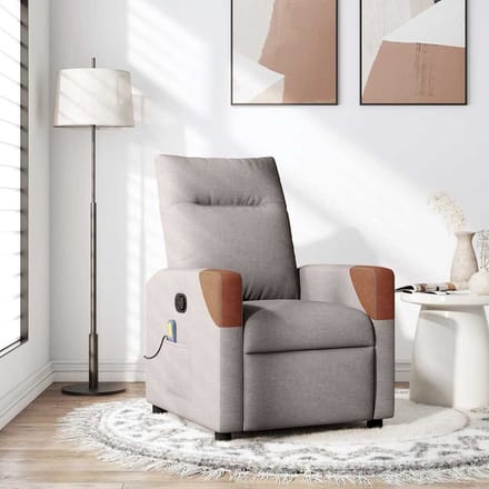 vidaXL - Massagestoel - verstelbaar - stof - taupe