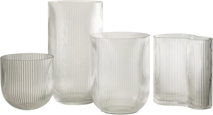 J-Line vaas Gestreept - glas - transparant - large