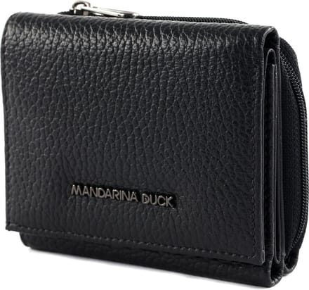 MANDARINA DUCK Leren Portemonnee Mellow Wallet Nero Zwart