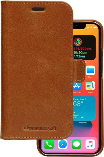 iPhone 12/12 Pro Bookcase hoesje - dbramante1928 - Effen Cognac - Leer