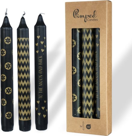 Comforder 3 Kaarsen met Printje - Set van 4 Dinerkaarsen 20cm