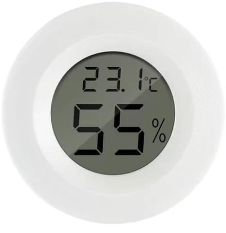 Mini digitale LCD-thermometer, hygrometer, ronde reptielenverblijfthermometer en hygrometer (wit)