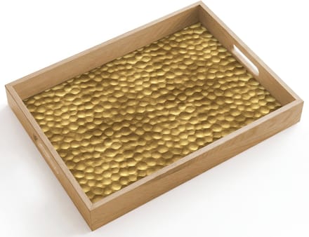 Dienblad hout 40x30 cm - Schootdienblad - Metaal - Dynamisch - Goud - Borrelplank rechthoek - Plateau dienbladen