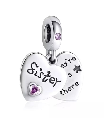 RomyStones – Bedel Sister Hart – Zilver – Roze Steen – Cadeau