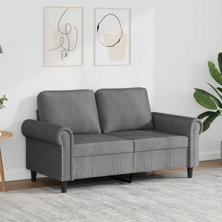 Vidaxl Bank 2-Persoons, Donkergrijs, 120 Cm, Bekleed met Fluweel