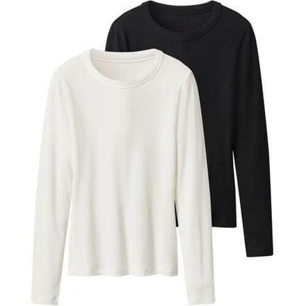 esmara 2 Geribde dames shirts (Zwart/wit, M (40/42))
