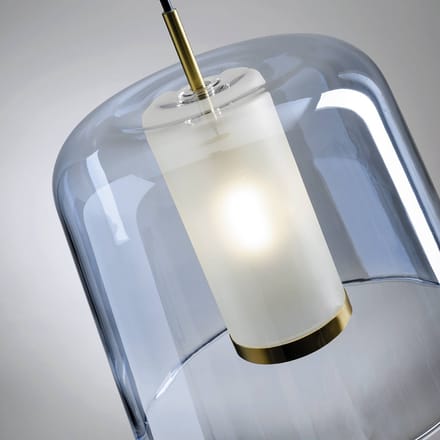 miloox by Sforzin Hanglamp Frida, dubbele kap glas, buiten blauw