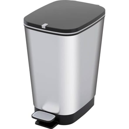 Curver CHIC BIN STYLE Abfallbehälter M [25L], silber 272236 Afvalbak Kunststof Zilver Anti-vingerafdrukken, Met voetpedaal 1 stuk(s)