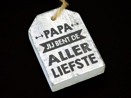 Hanger Papa jij bent de allerliefste - 9x7 cm - antique white