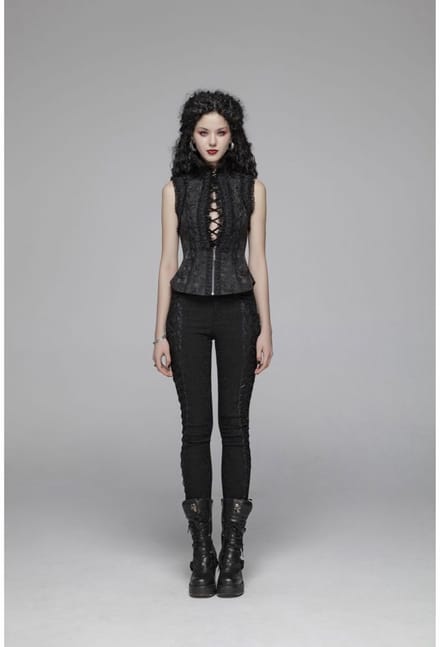 Punk Rave - Adelaide Mouwloze top - L - Zwart