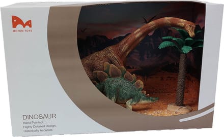 PIA Soft Toys -Brachiosaurus - Stegosaurus set in Showbox - PVC - 22-35 cm