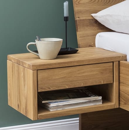 Bed Box Holland BB Line Zwevend Nachtkastje met lade natuur geolied Links