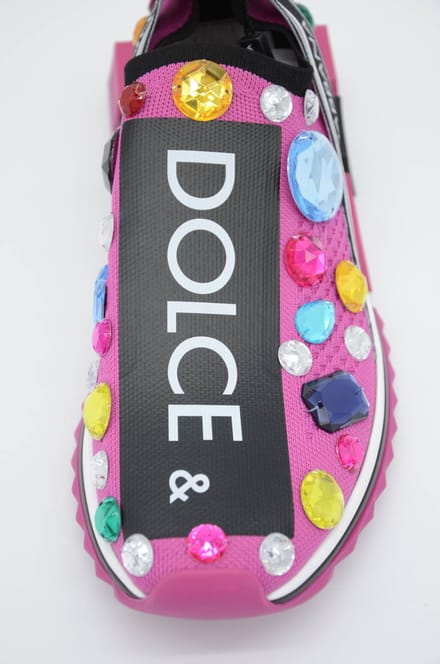 Dolce & Gabbana Roze Zwart Kristal Dames Sneakers Schoenen