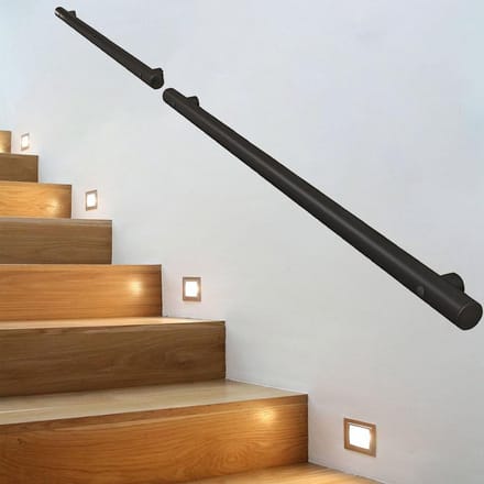 RVS Trapleuning met Bevestiging - Mat Zwart - Diverse Lengtes 30cm tot 600cm