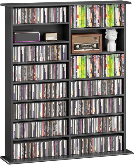 HOMCOM CD-opbergkast - Spaanplaat - 106,5x24x126,3cm - Zwart