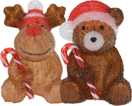 Kerstverlichting figuren - set 2x st - rendier - beer - 24 cm - LED