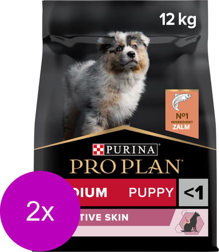 Pro Plan Dog Puppy Medium Breed Sensitive Zalm - Hondenvoer - 2 x 12 kg