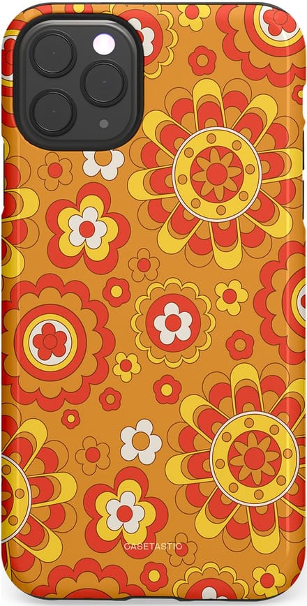 Casetastic hoesje geschikt voor Apple iPhone 11 Pro Max - Dubbellaagse bescherming - Retro droom - Fashion Case - Okergeel Terracotta Rood