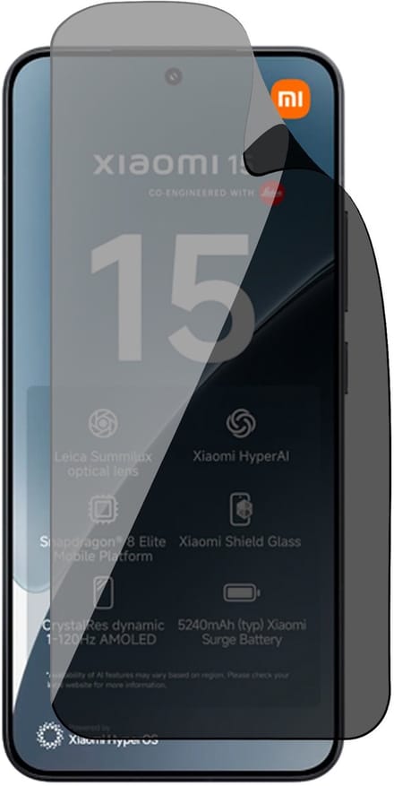 Privacy Screenprotector geschikt voor Xiaomi 15 - 1x FlexGuard Screen Protector