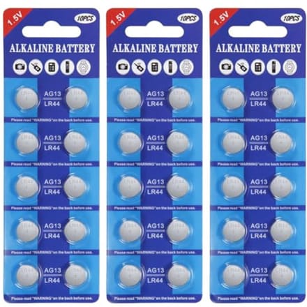 30 stuks AG13 LR44 1,5 V Alkaline Knoopcelbatterijen - Mercury Vrij