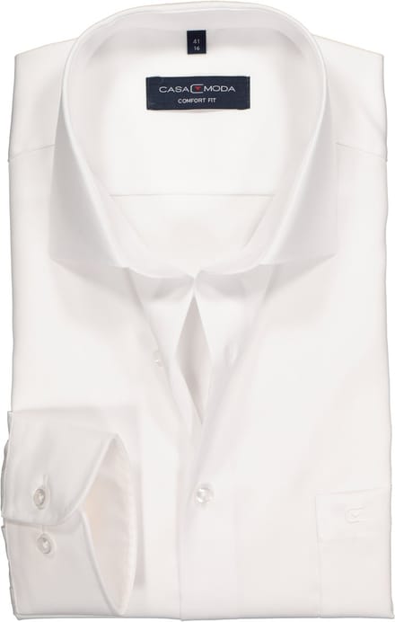 CASA MODA comfort fit overhemd - mouwlengte 7 - twill - wit - Strijkvriendelijk - Boordmaat: 41 (EU maat: L)