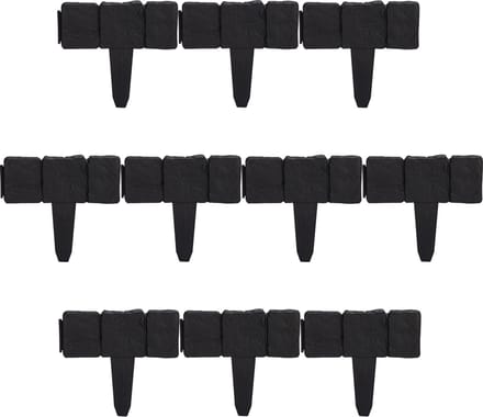 borderrand - set van 10 - steenlook - 23 x 25 cm - kunststof - zwart