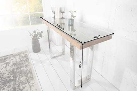 Massieve console BARRACUDA 120cm teak met stalen sledepoten- 36649