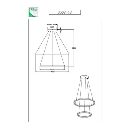Fabas Luce Giotto LED hanglamp, Ø 80 cm, 2-lamps, zwart
