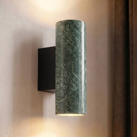 Lucande - wandlamp - 2lichts - Marmer, ijzer - H: 23 cm - GU10 - groen gemarmerd