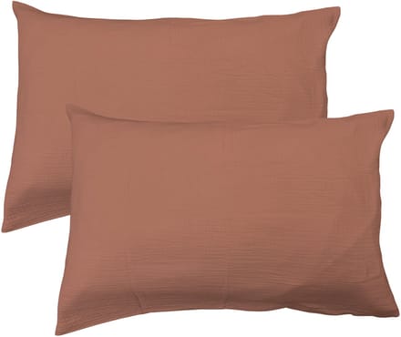 Matt & Rose Set Kussenslopen Terracotta - (2x) 50 x 70 cm - Mousseline Katoen
