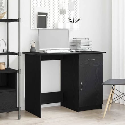 vidaXL - Bureau - Zwart - Eiken - Bewerkt - hout - 100 - x - 50 - x - 76 - cm