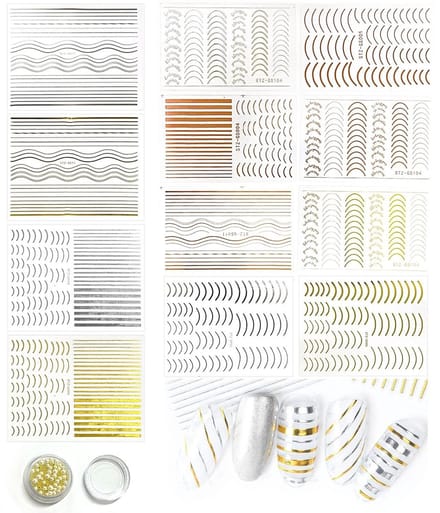 Allecto - 3D Nail Art Stickers - Zelfklevend - Goud en Zilver