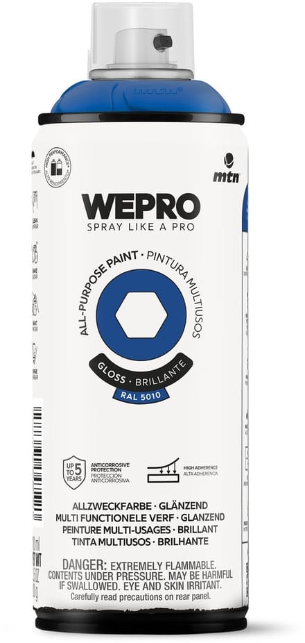 Spuitbus Ral 5010 Blauw Glans MTN WEPRO ALL-PURPOSE PAINT 400ML