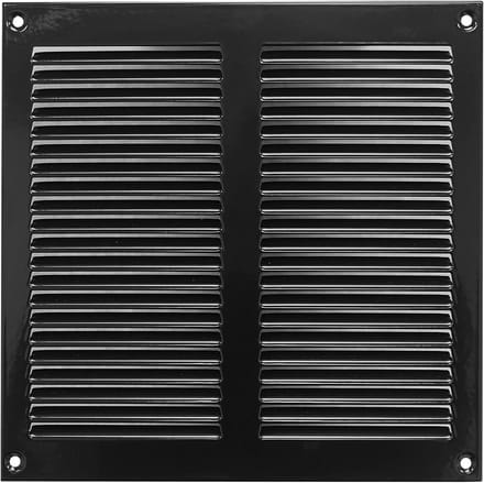 Ventilatierooster - Muurrooster - Verse Lucht - Met Muggengaas - 200x200mm - Zwart