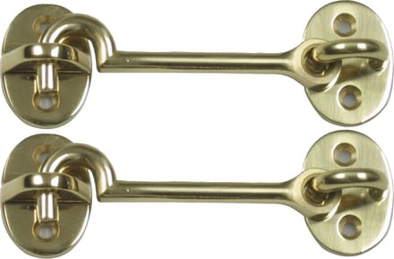 AMIG windhaak / windhaken - 2x - messing - goudkleur - L7.5 cm - D5 mm - met schroefoog