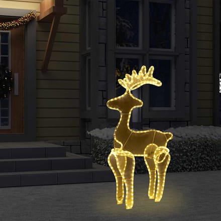 vidaXL - Kerstversiering - rendier - met - mesh - 306 - LED's - 60x24x89 - cm