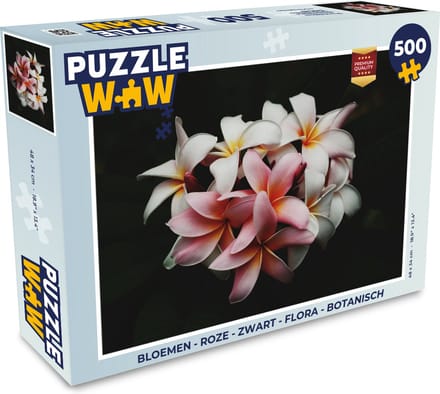 Puzzel Bloemen - Roze - Zwart - Flora - Botanisch - Legpuzzel - Puzzel 500 stukjes