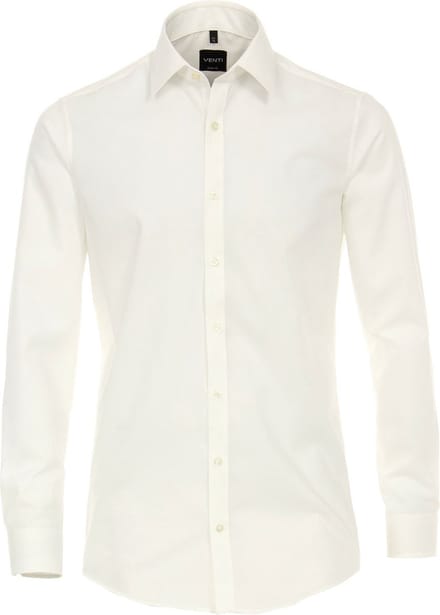 VENTI body fit overhemd - popeline - beige - Strijkvriendelijk - Boordmaat: 39