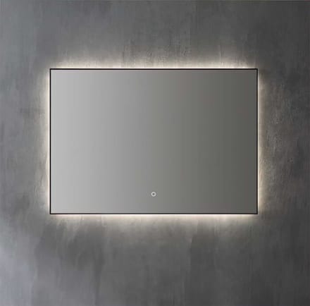 Aluminium spiegel decor met LED verlichting - Mat Zwart 80x70x3