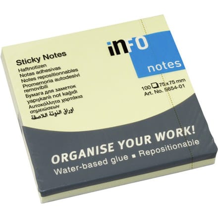 INFO zelfklevende notitieblaadjes, 75 mm x 75 mm, 12 x 100 vellen