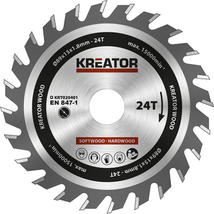 Kreator - Accessories - KRT020401 - Cirkelzaagblad - Ø 89x15x1,8mm 24T