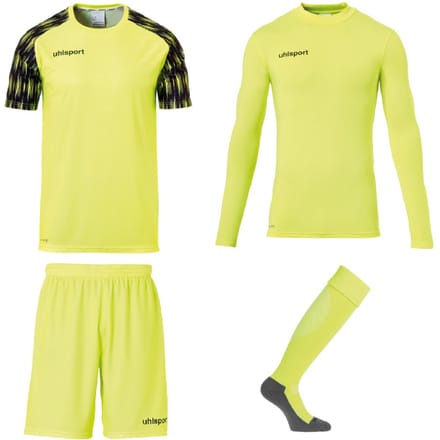 Uhlsport Reaction Keeperstenue Set Yellow Black - Keepershandschoenen - Maat 152