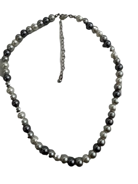 Petra's Sieradenwereld - Parelketting wit-grijs-blauw 8 mm (1106)