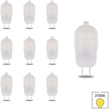 Lybardo - G4 LED Lamp / GU4 LED - 10-pack - 12 volt - 1.6W - 2700K Warmwit Licht - 120 lumen - Vervangt 10W