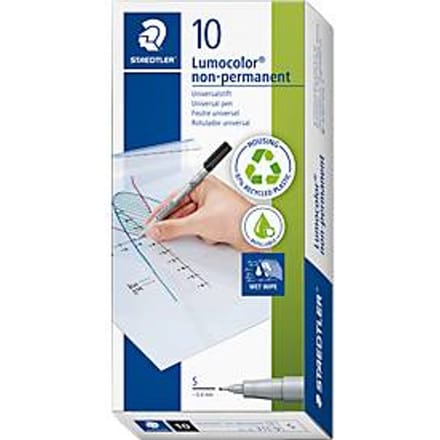 Viltstift Staedtler Lumocolor 311 non permanent S zwart - 10 stuks