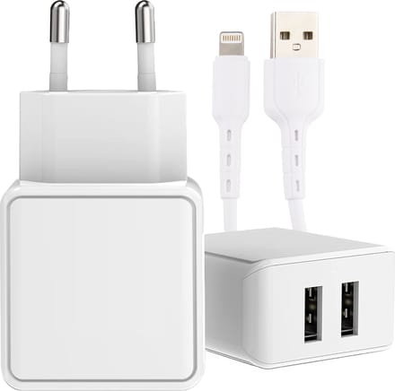 Oplader geschikt voor iPhone / iPad - Lightning - 1 Meter - Usb Stekker - Oplader - Wit