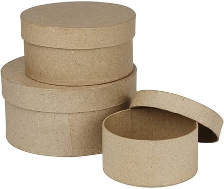 Ronde Dozen, H: 5+6,5+7,5 cm, d 10+13+16 cm, 3 stuk/ 1 set